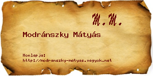 Modránszky Mátyás névjegykártya