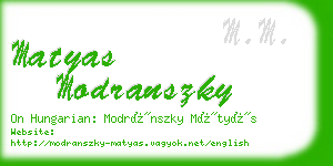 matyas modranszky business card